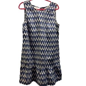 J Crew Tie Dye Ruffle Linen Dress.Sz med V neck in back, w/a tie across the top.